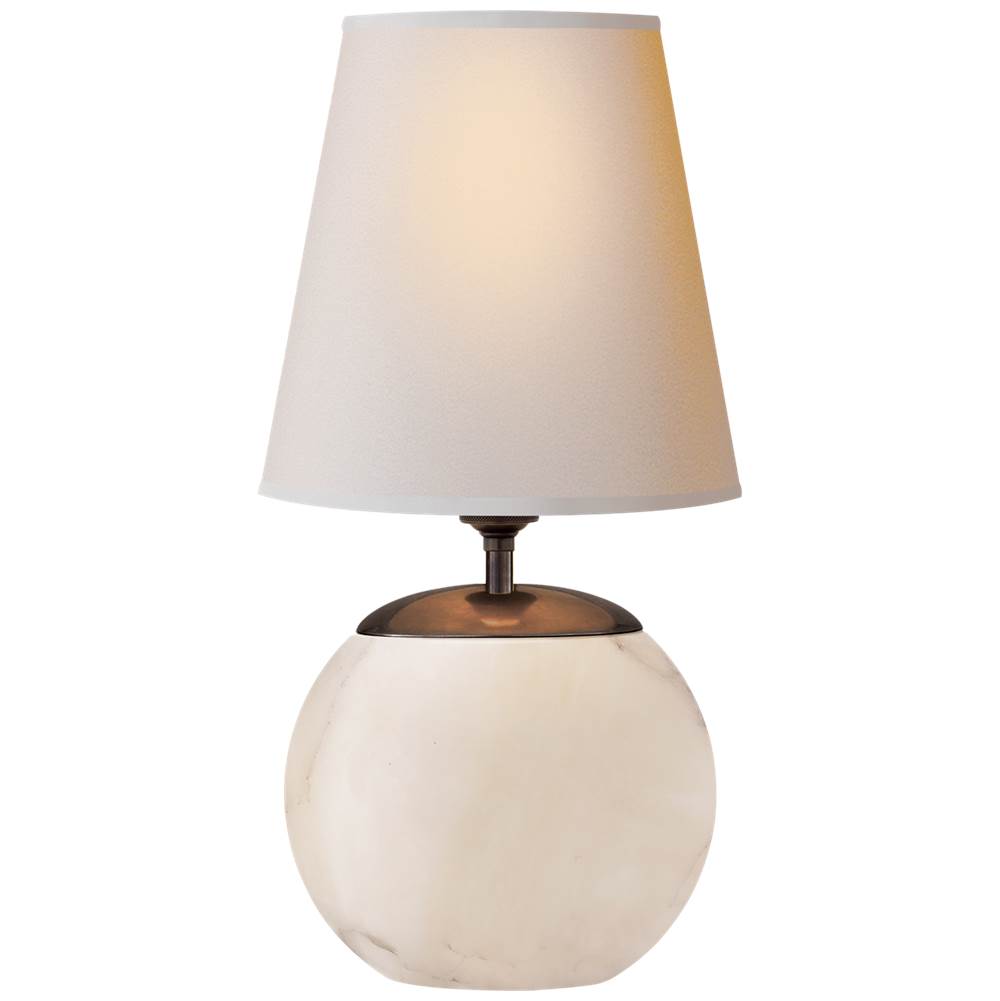 Visual Comfort Signature Collection Terri Round Accent Lamp in Alabaster with Natural Paper Shade